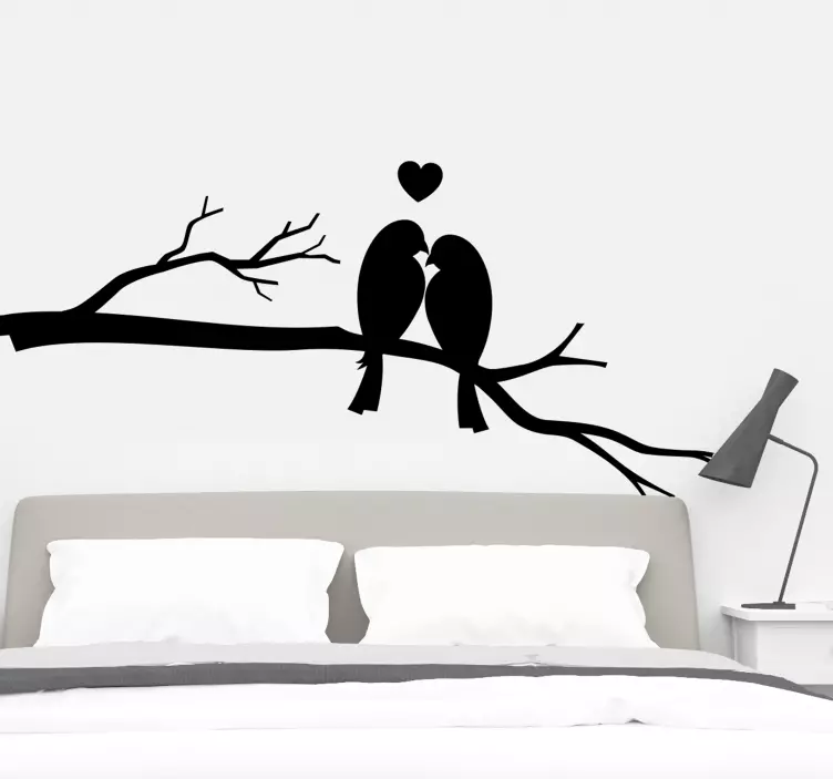Adesivo murale ramo di uccelli amorevoli - TenStickers