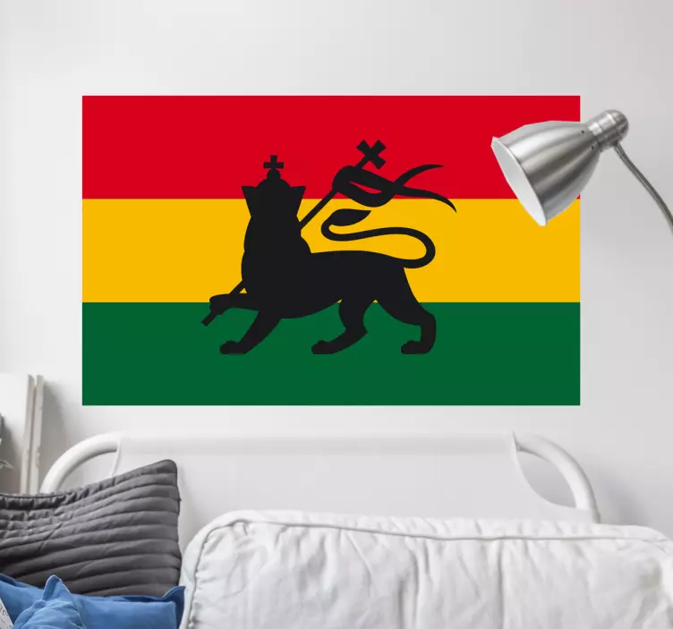 Adesivo murale Rasta bandiera e leone - TenStickers
