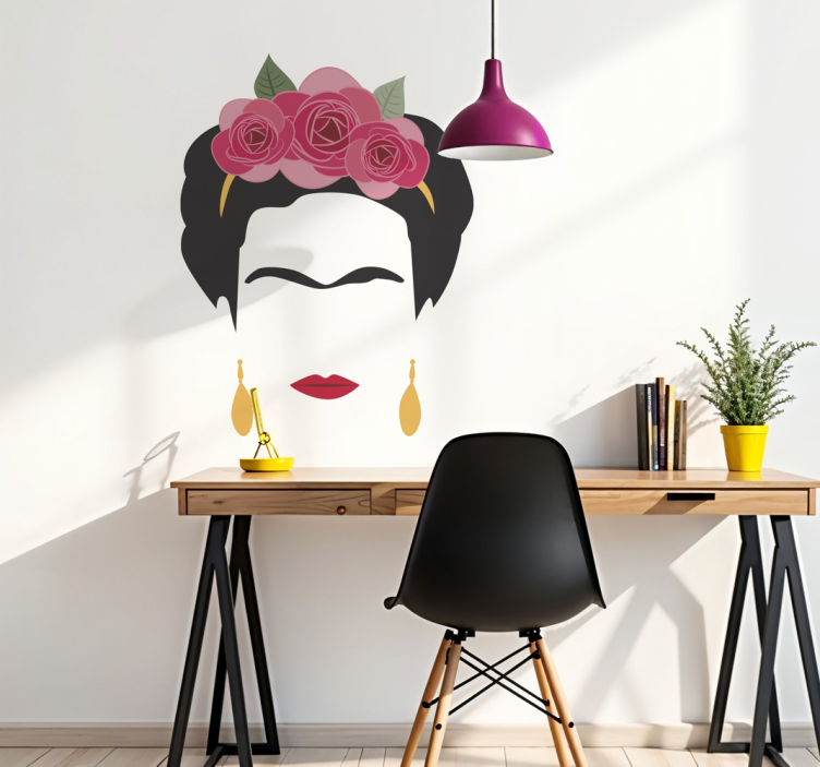 Adesivo murale ritratto minimalista Frida Khalo - TenStickers