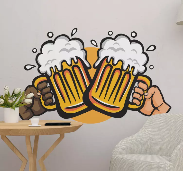 Adesivo murale rugby boccali di birra brindisi - TenStickers