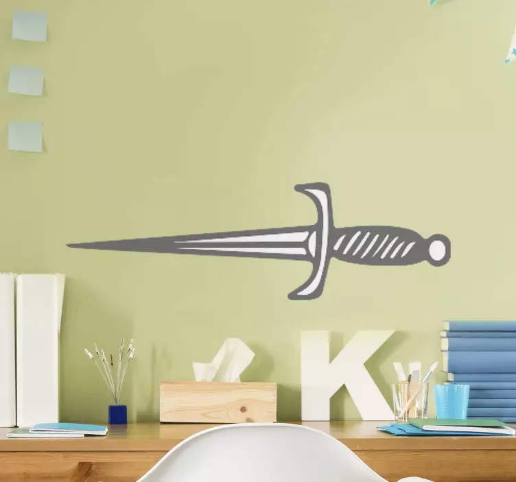 Adesivo murale rugby contorno pugnale stilizzato - TenStickers