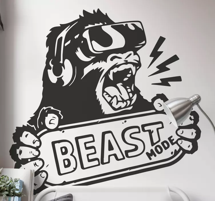 Adesivo murale rugby gorilla realtà virtuale - TenStickers