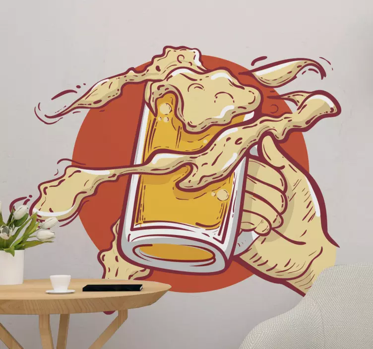 Adesivo murale rugby illustrazione birra spruzzo - TenStickers