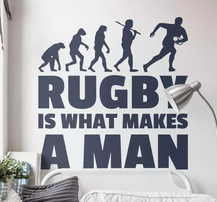 Adesivo murali soggiorno rugby is what makes a man - TenStickers