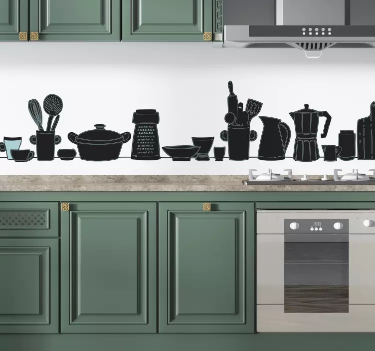 Adesivo murale rugby silhouette utensili da cucina - TenStickers