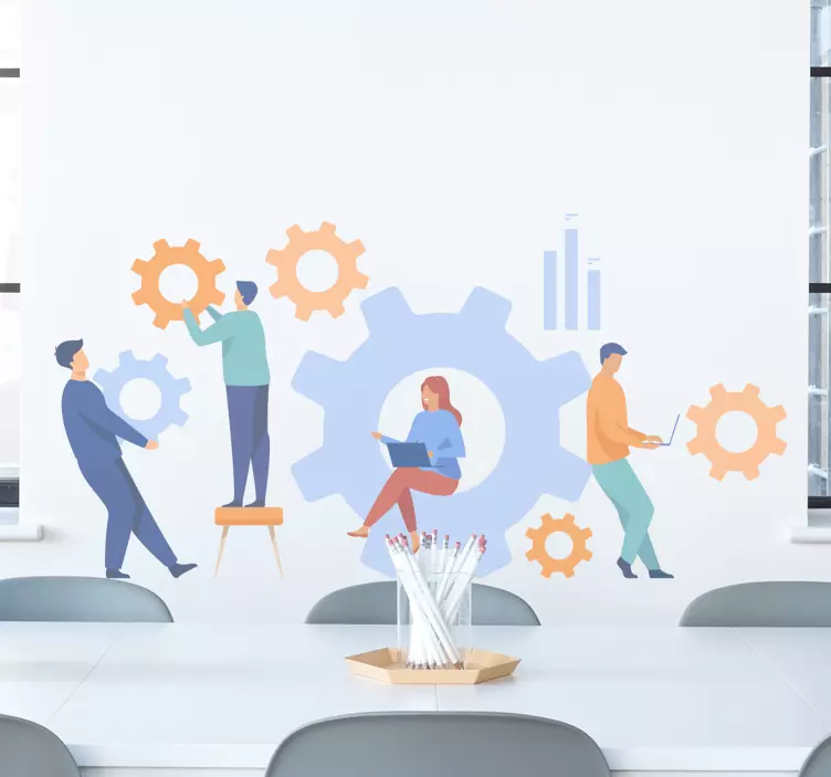 Adesivo murale rugby spirito di squadra e ingranaggi - TenStickers