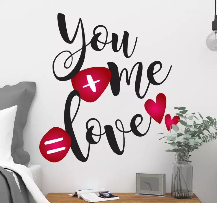 Adesivo murale scritta tu più me - TenStickers