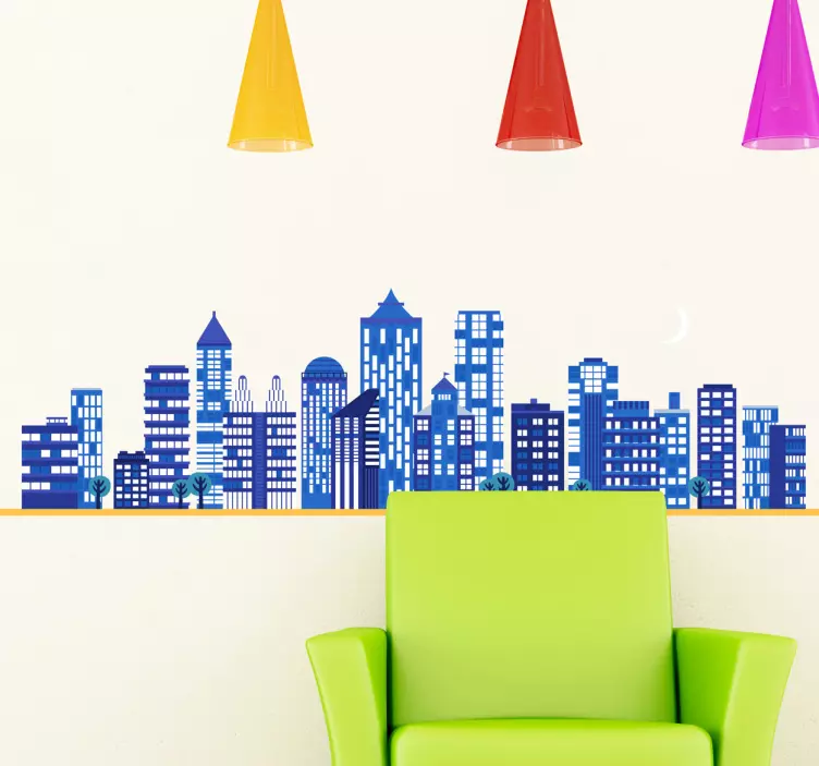 Adesivo murale skyline di notte - TenStickers