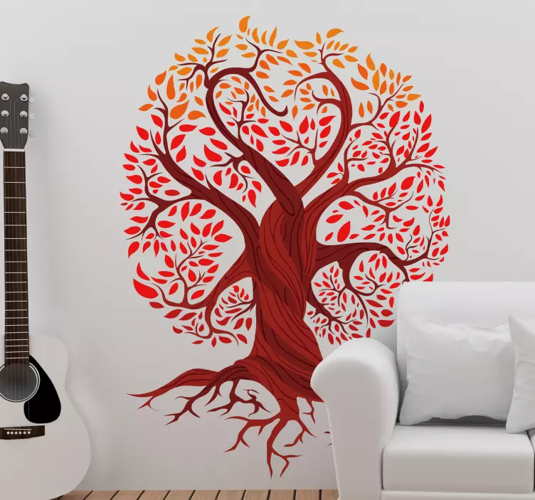 Adesivo murale soggiorno disegno albero a forma di cuore - TenStickers