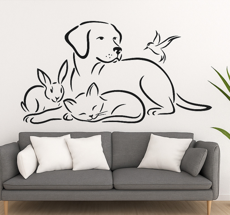 Adesivo murale soggiorno decorazione murale per animali domestici - TenStickers
