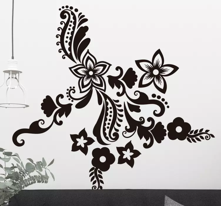 Adesivo murale spirali fiori decorativi - TenStickers
