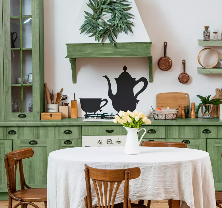 Adesivo murale teiera vintage - TenStickers