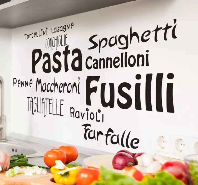 Adesivo murale tipi di pasta - TenStickers