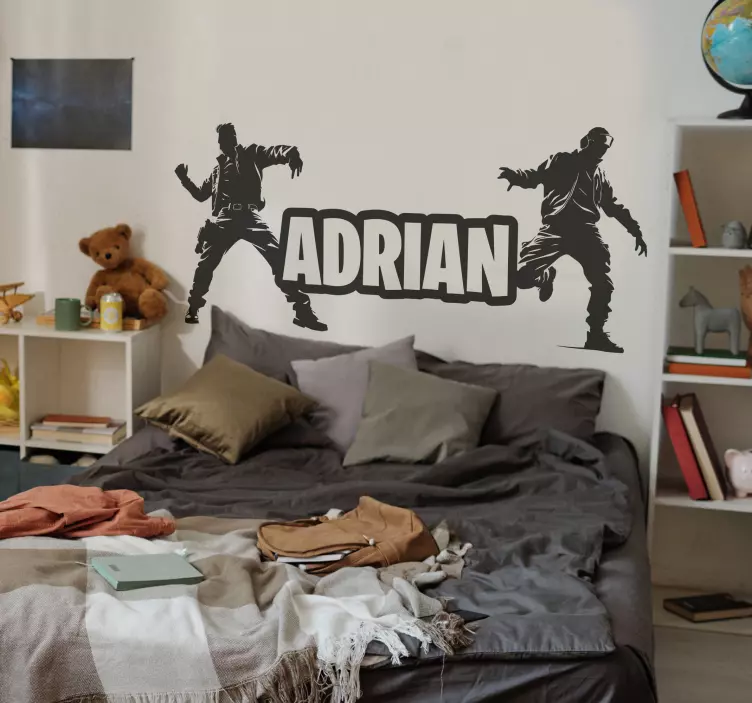 Adesivo videogioco soldati che ballano con nome - TenStickers