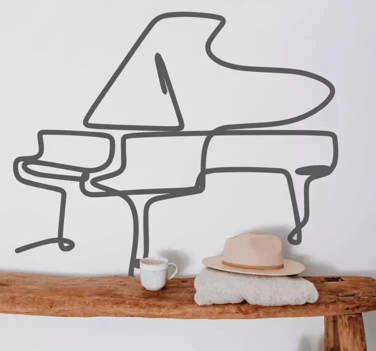 Adesivo musicale elegante silhouette di pianoforte - TenStickers