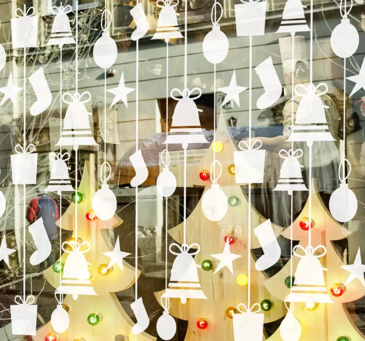 Vetrofania di Natale calze e campane natalizie - TenStickers