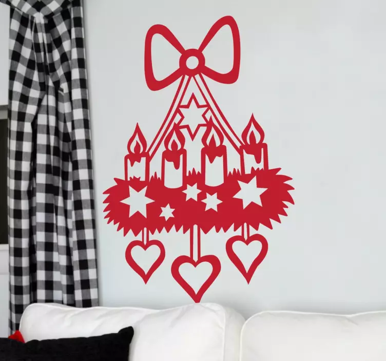 Adesivo Natale Candele Appese ad un fiocco - TenStickers