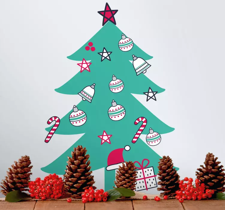 Adesivo natalizio albero di natale colorato - TenStickers