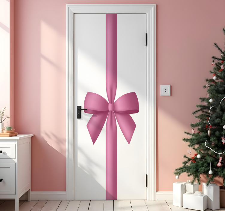 Adesivo natalizio porta nastro regalo rosa - TenStickers