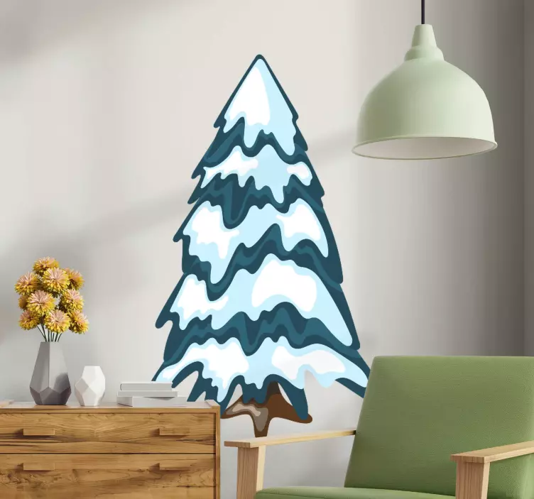Adesivo natura albero sempreverde innevato - TenStickers
