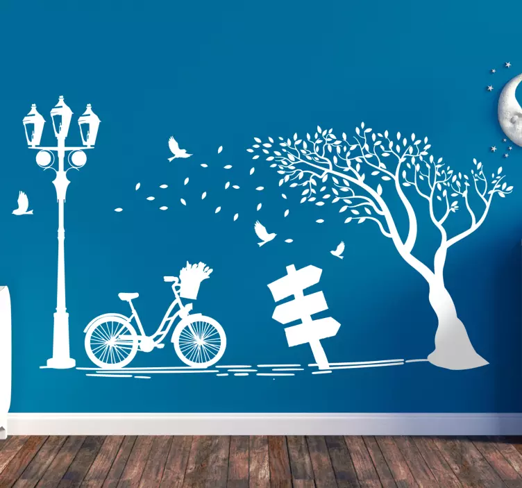 Adesivo natura bicicletta con lampada - TenStickers
