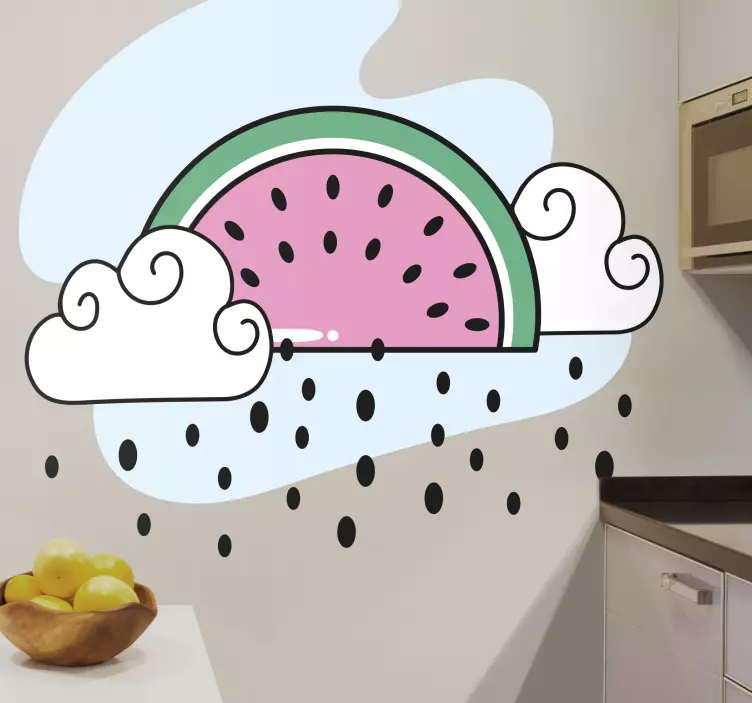 Adesivo per cucina disegno nuvola anguria - TenStickers