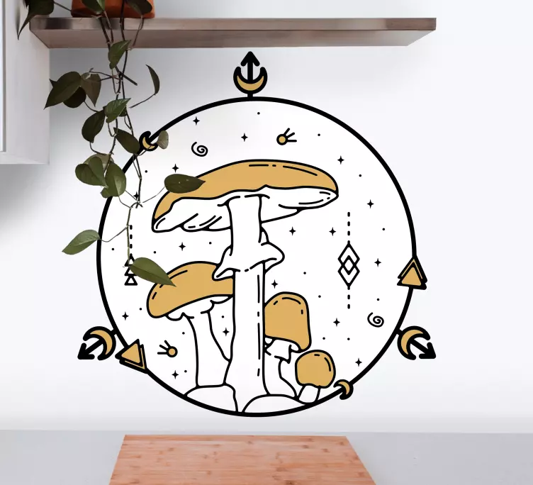 Adesivo pianta illustrazione del cerchio di funghi - TenStickers