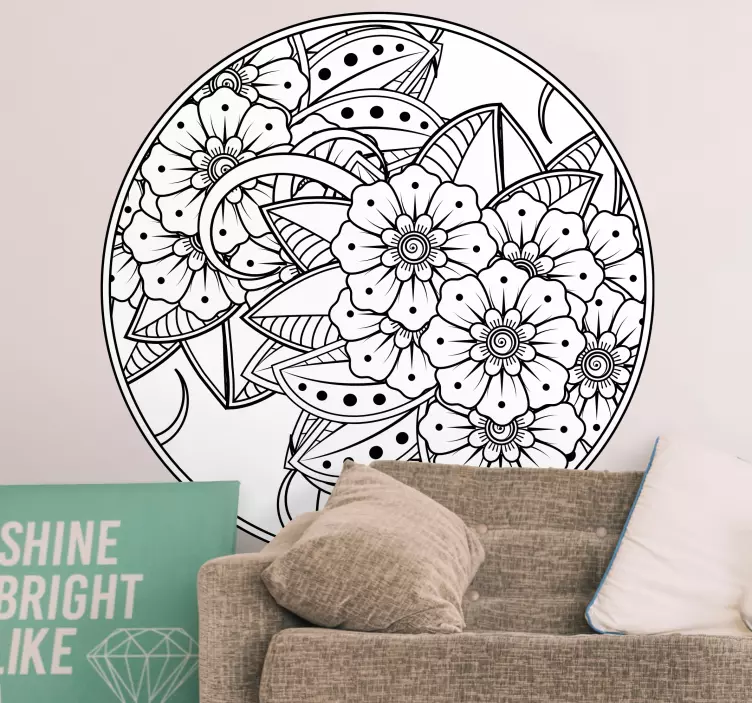 Adesivo fiore motivo circolare floreale - TenStickers