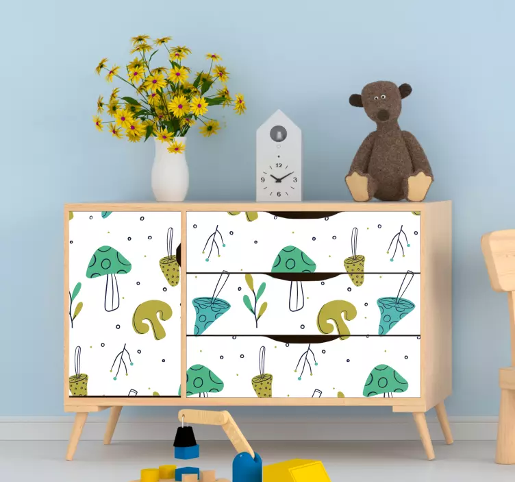 Carta adesiva per mobili motivo vibrante di funghi - TenStickers