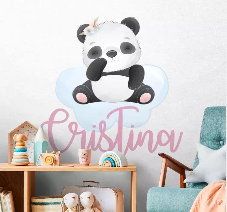 Adesivo neonato panda con nome - TenStickers