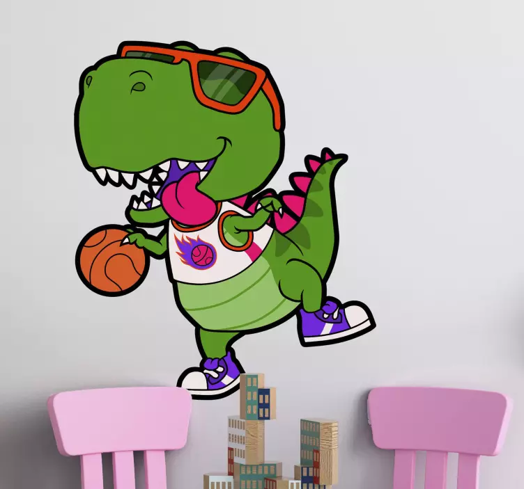 Adesivo pallacanestro giocosa con dinosauri - TenStickers