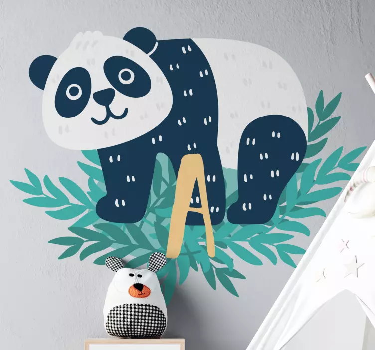Adesivo panda che scala su base fogliante - TenStickers