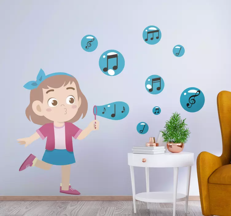 Adesivo murale musica divertimento con le bolle musicali - TenStickers
