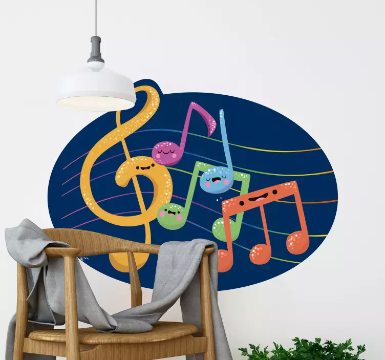 Adesivo murale musica simboli musicali vibranti - TenStickers