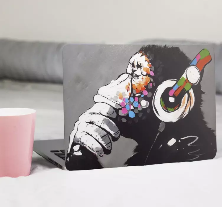 Adesivo per pc Dj monkey graffiti bansky art - TenStickers