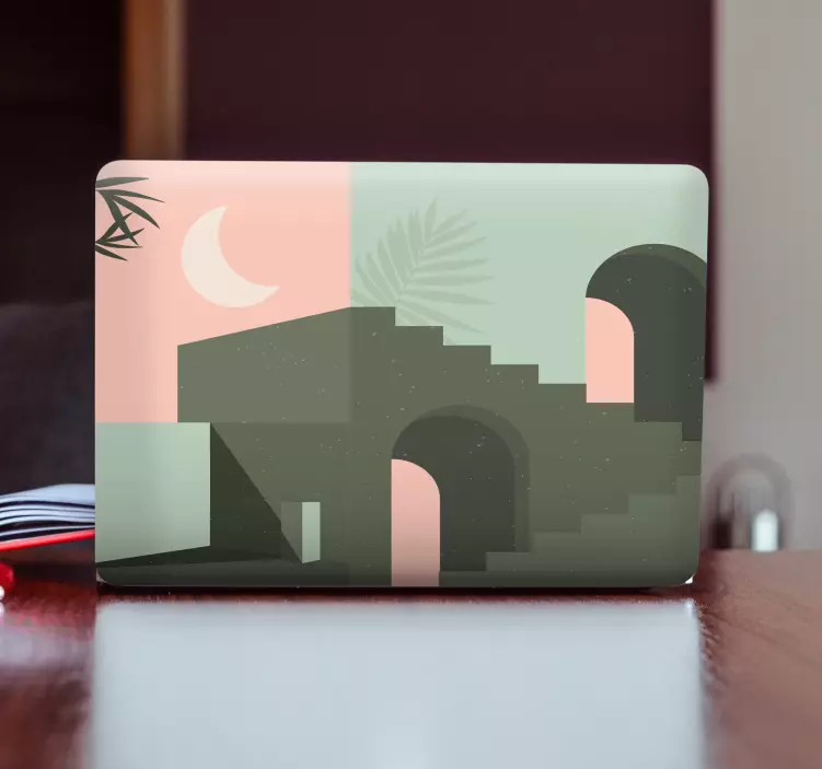 Adesivo per pc Forme d'arte da parete rosa e turchese - TenStickers