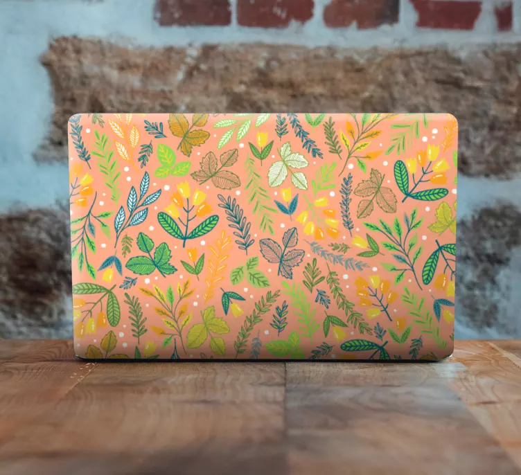 Adesivo per pc Linea della mano dei fiori autunnali disegnati a m - TenStickers