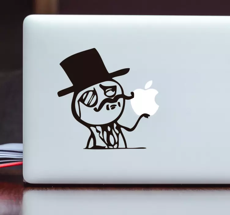 adesivo pc uomo con cappello e monocolo - TenStickers