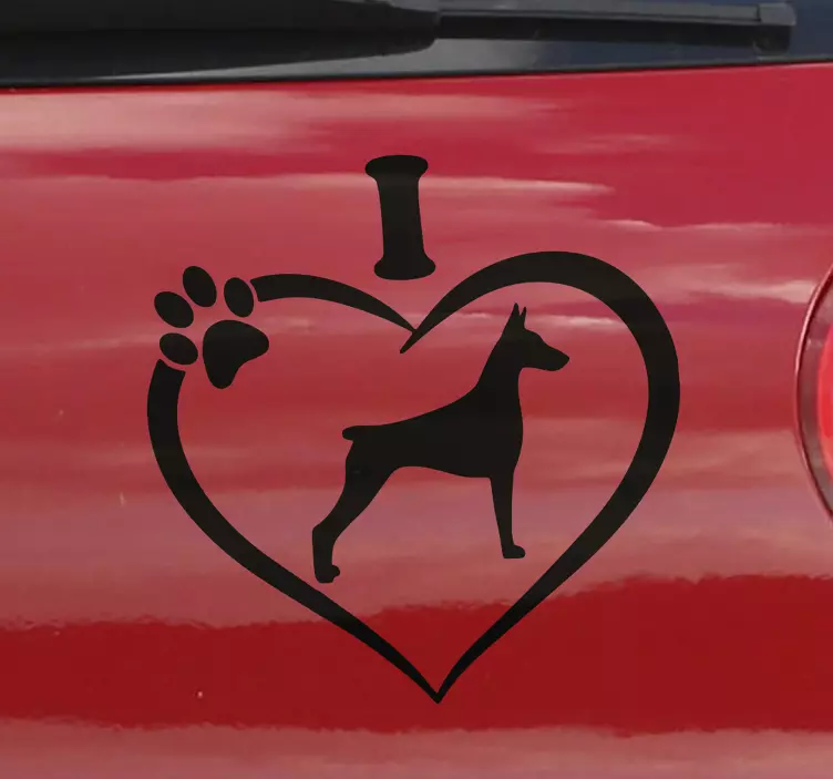 Adesivo per auto amo i doberman - TenStickers