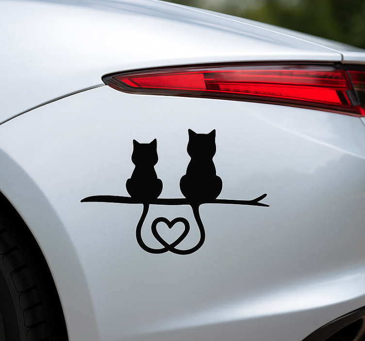 Adesivo per auto coda di gatto a cuore - TenStickers