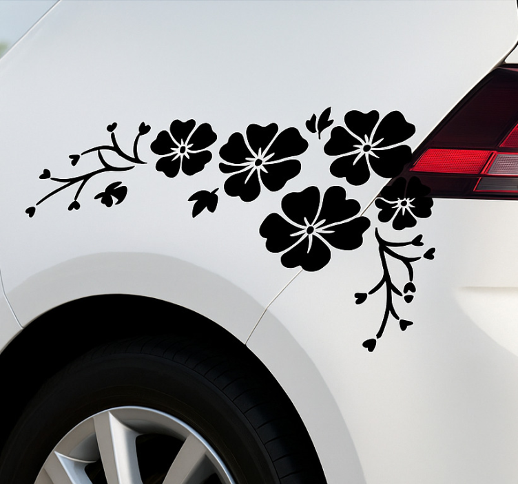 Adesivo per auto fiori di ciliegio neri - TenStickers
