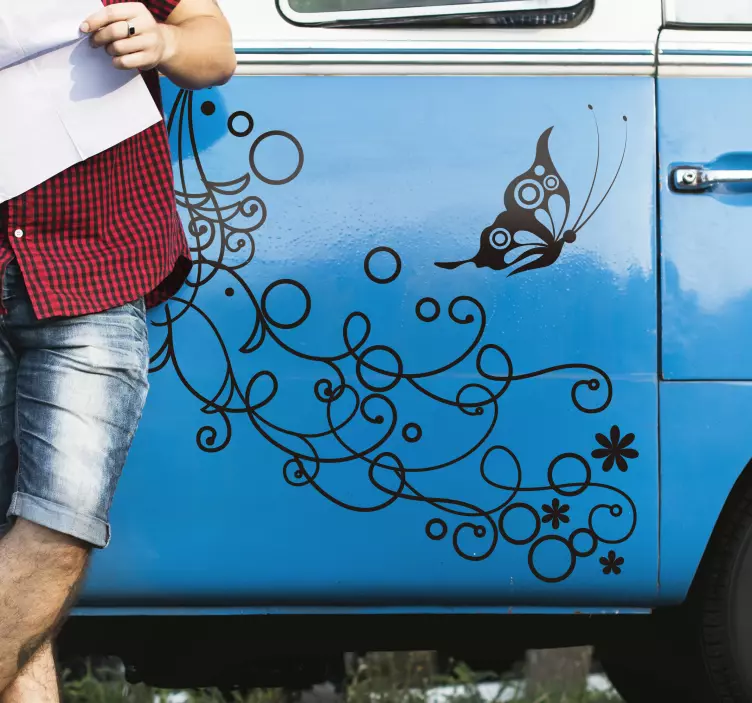 Adesivo per auto farfalle con adorni - TenStickers