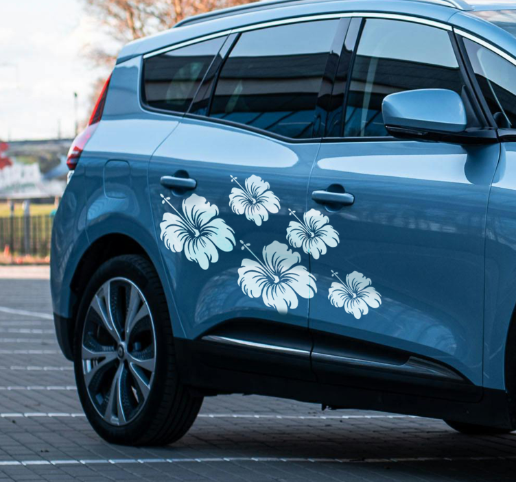 Adesivo per auto fiori di ibisco - TenStickers