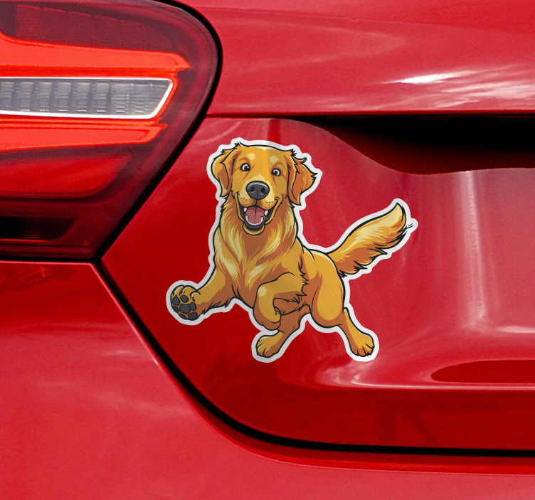 Adesivo per auto golden retriever giocoso - TenStickers