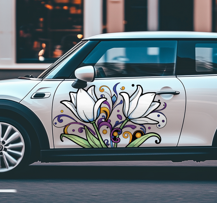 Adesivo per auto tulipani colorati - TenStickers