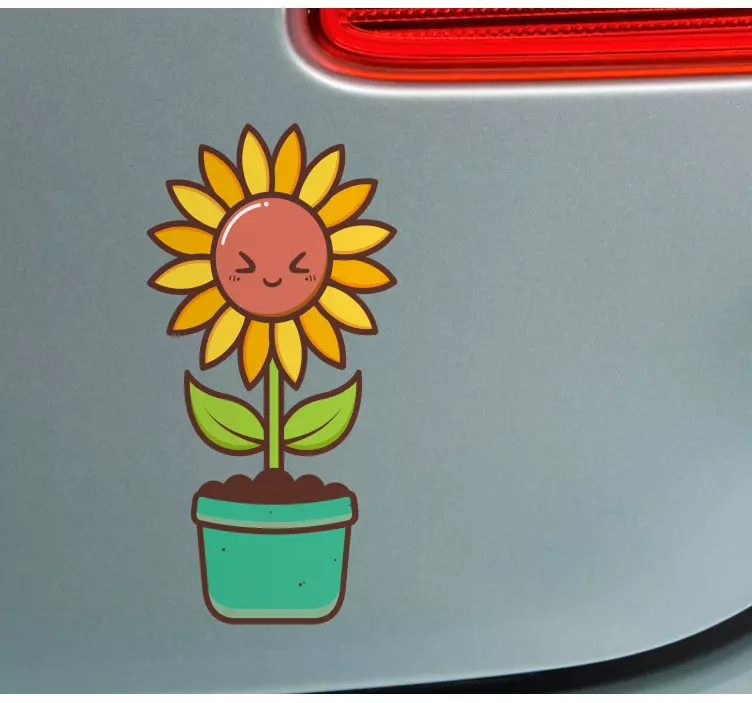 Adesivo per auto vaso di fiori felice - TenStickers