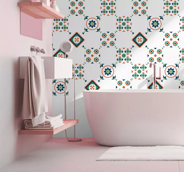 Adesivo bagno piastrelle geometriche - TenStickers