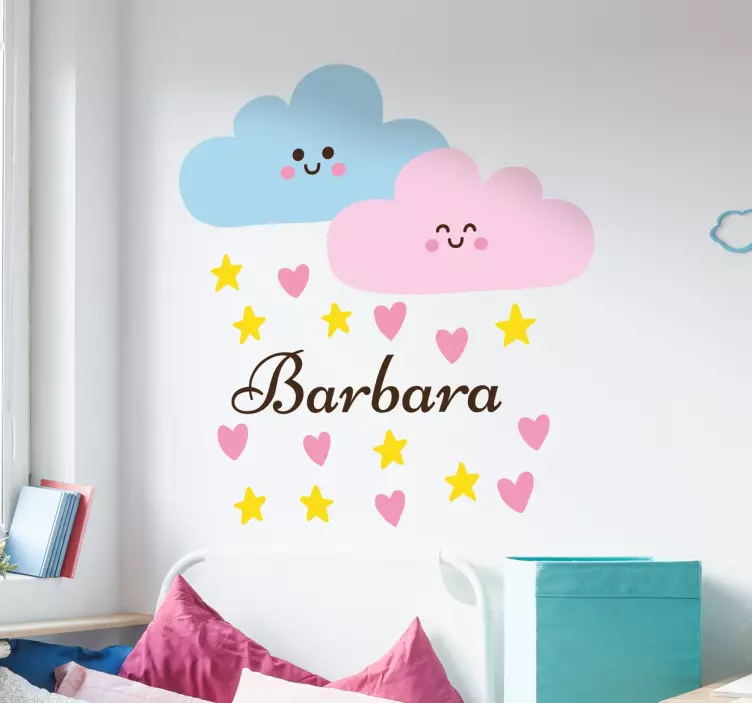 Adesivo per bambini nuvole personalizzabile - TenStickers