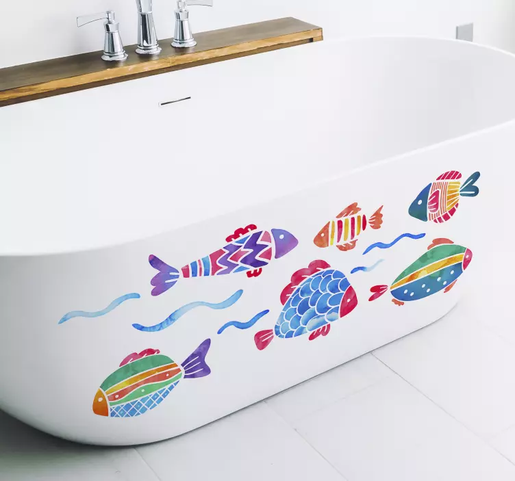 Adesivo per bambini pesci bagno - TenStickers
