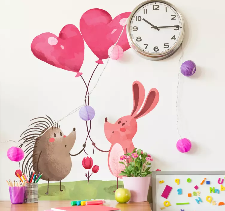 Adesivo per bambini riccio e coniglio - TenStickers